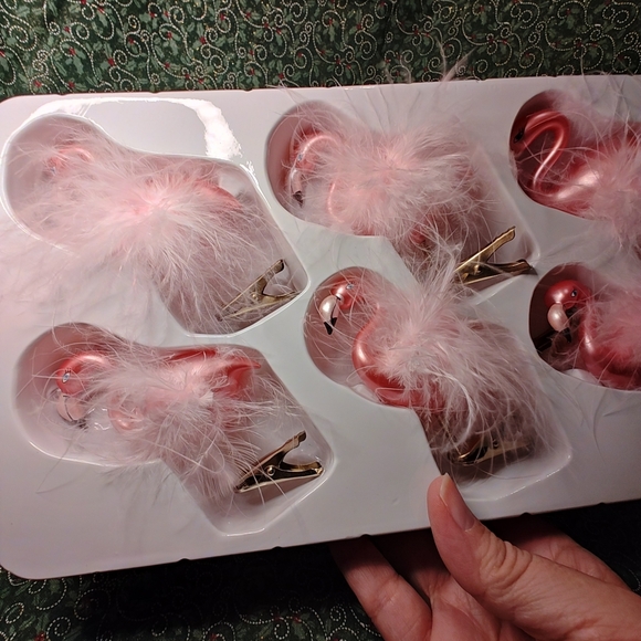 Dillard's Blown Glass Pink Flamingo Clip Christmas Ornament Box Of 6 - Picture 10 of 11